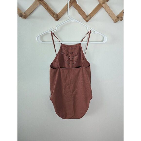 Intimately Free People Solstice Seamless Ribbed Lace Pink Bodysuit - Size M/L - Picture 4 of 6